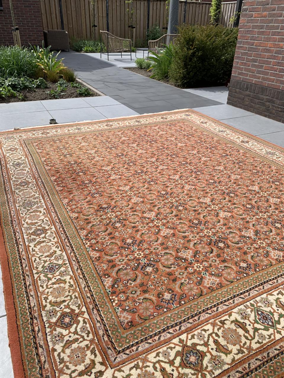 ✨Waanzinnig Mooi Oranje/Groen Handgeknoopt Vintage Vloerkleed✨