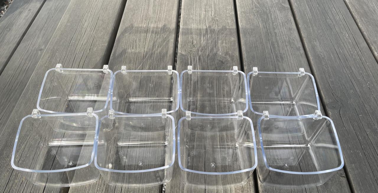 Vogel voeder bakjes transparant nieuw!