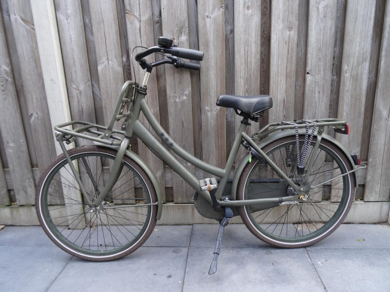 🚲 Stoere meisjesfiets 24 inch – legergroen – 3 versnellingen