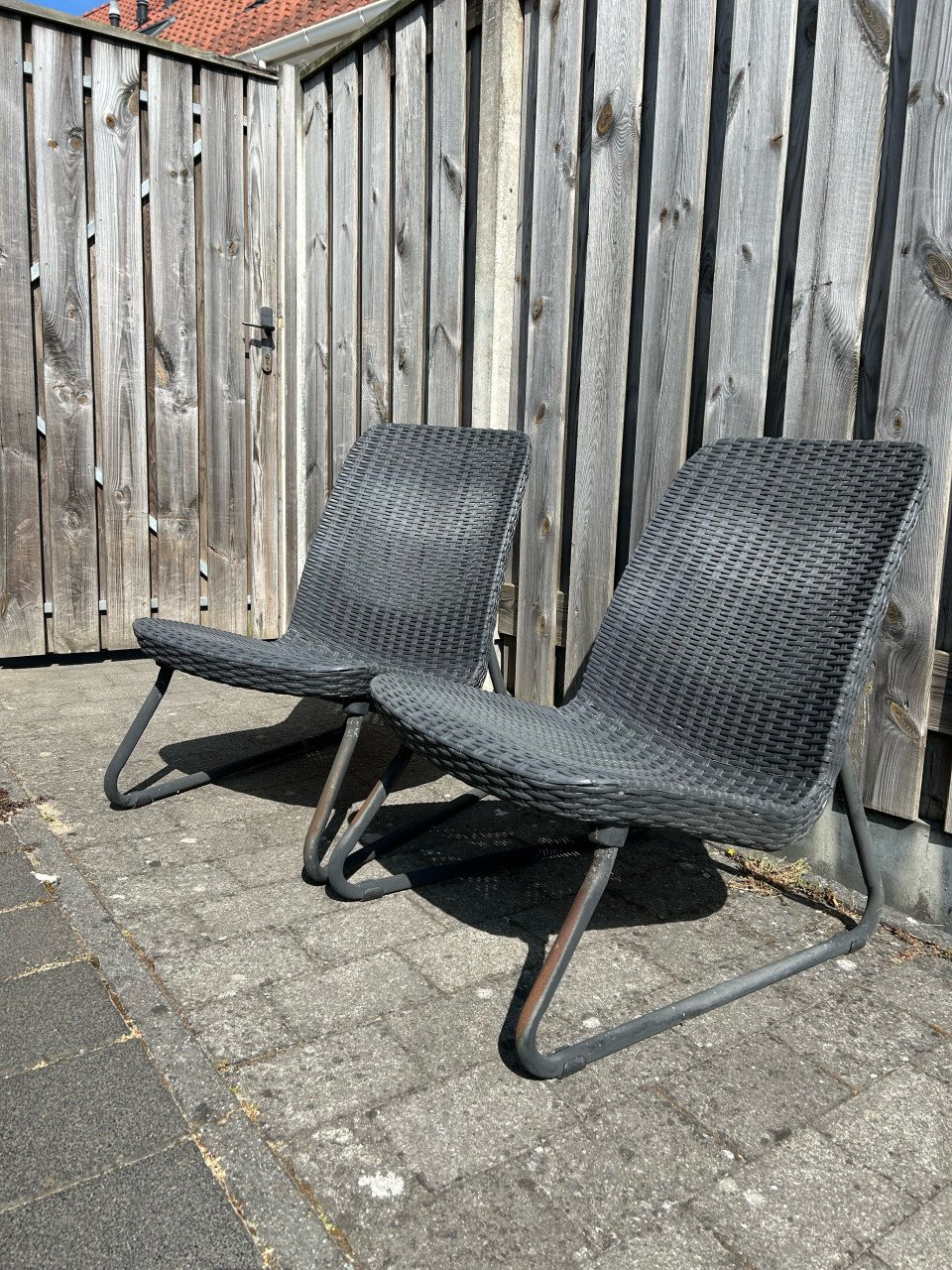 Twee tuinstoeltjes antraciet