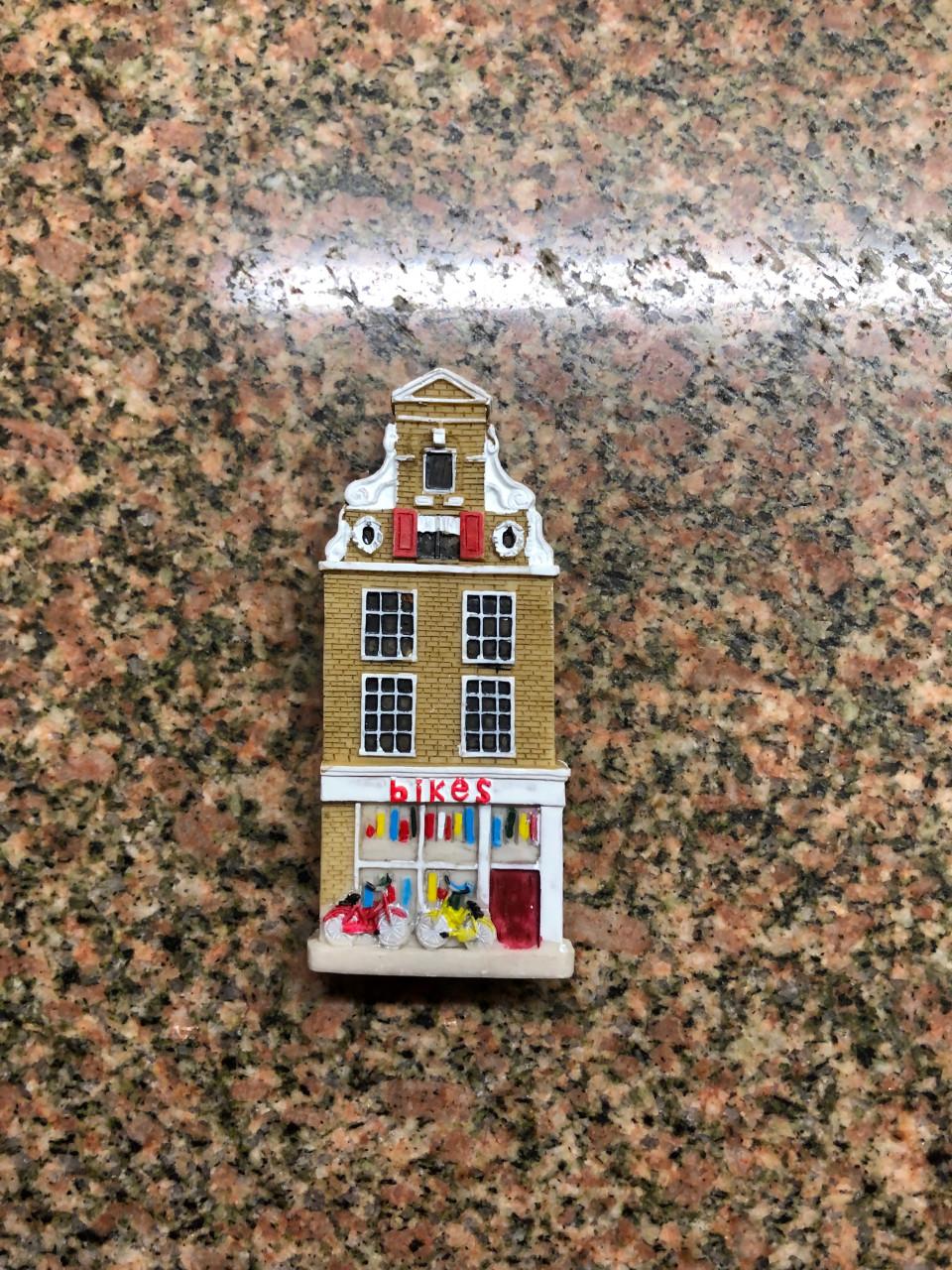 Amsterdam Grachtenpand Magneet - Fietsenwinkel