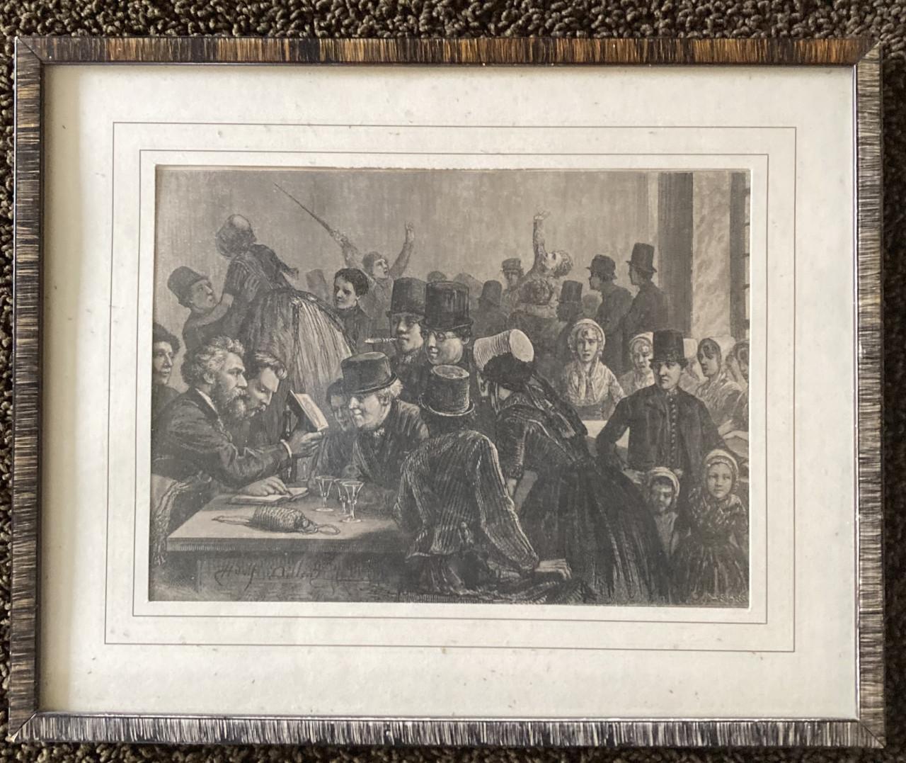 Adolf Dillens gravure café-scène ringrijders