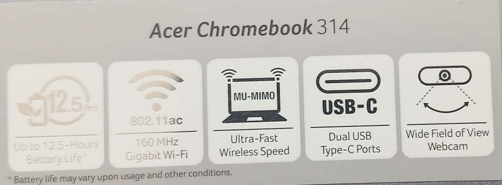 Te koop Acer Chromebook 314 compleet met lader en hoes.