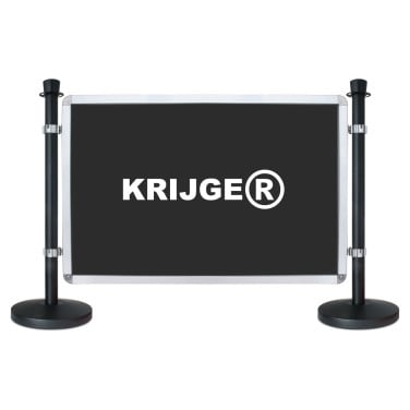 Afzetpalen met bedrukte banner -scherm