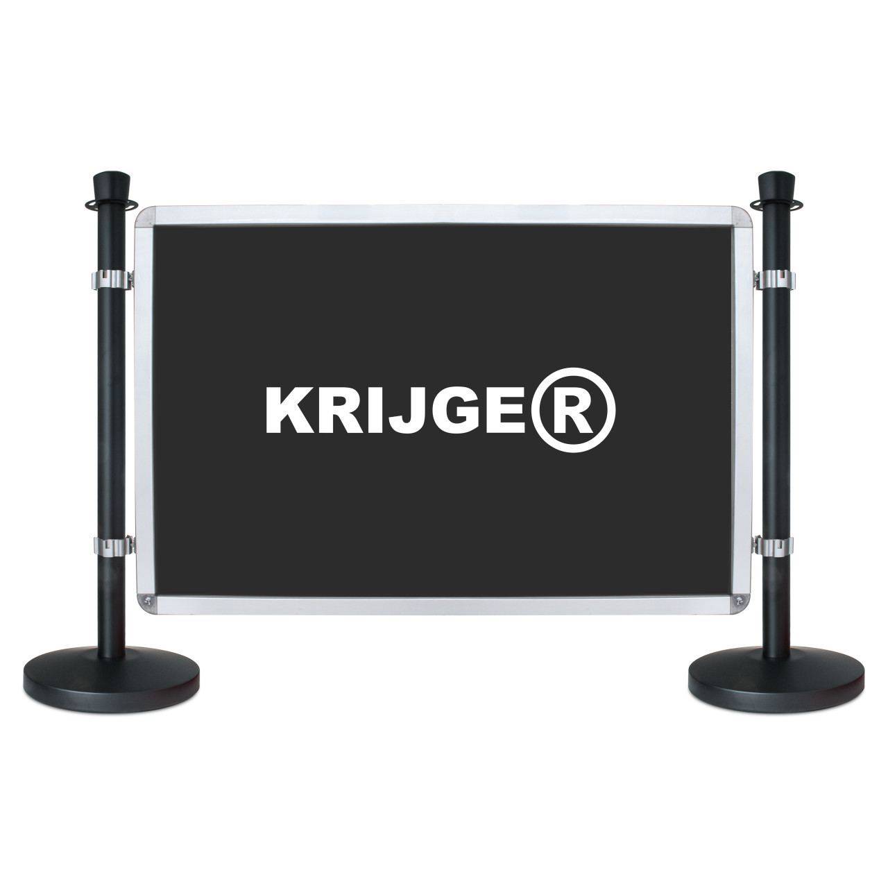 Afzetpalen met bedrukte banner -scherm