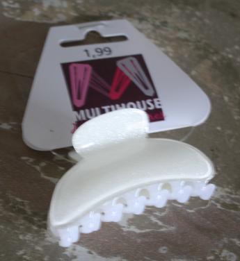 Nieuw in verpaking wit met glitter haar clip