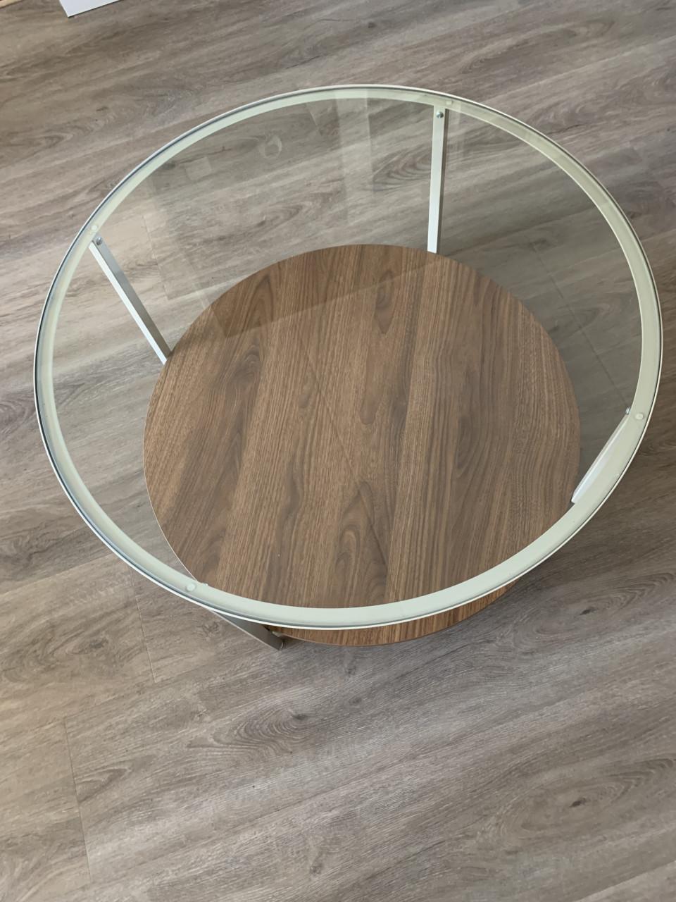 Salontafel, lichtbeige/glas, 75 cm