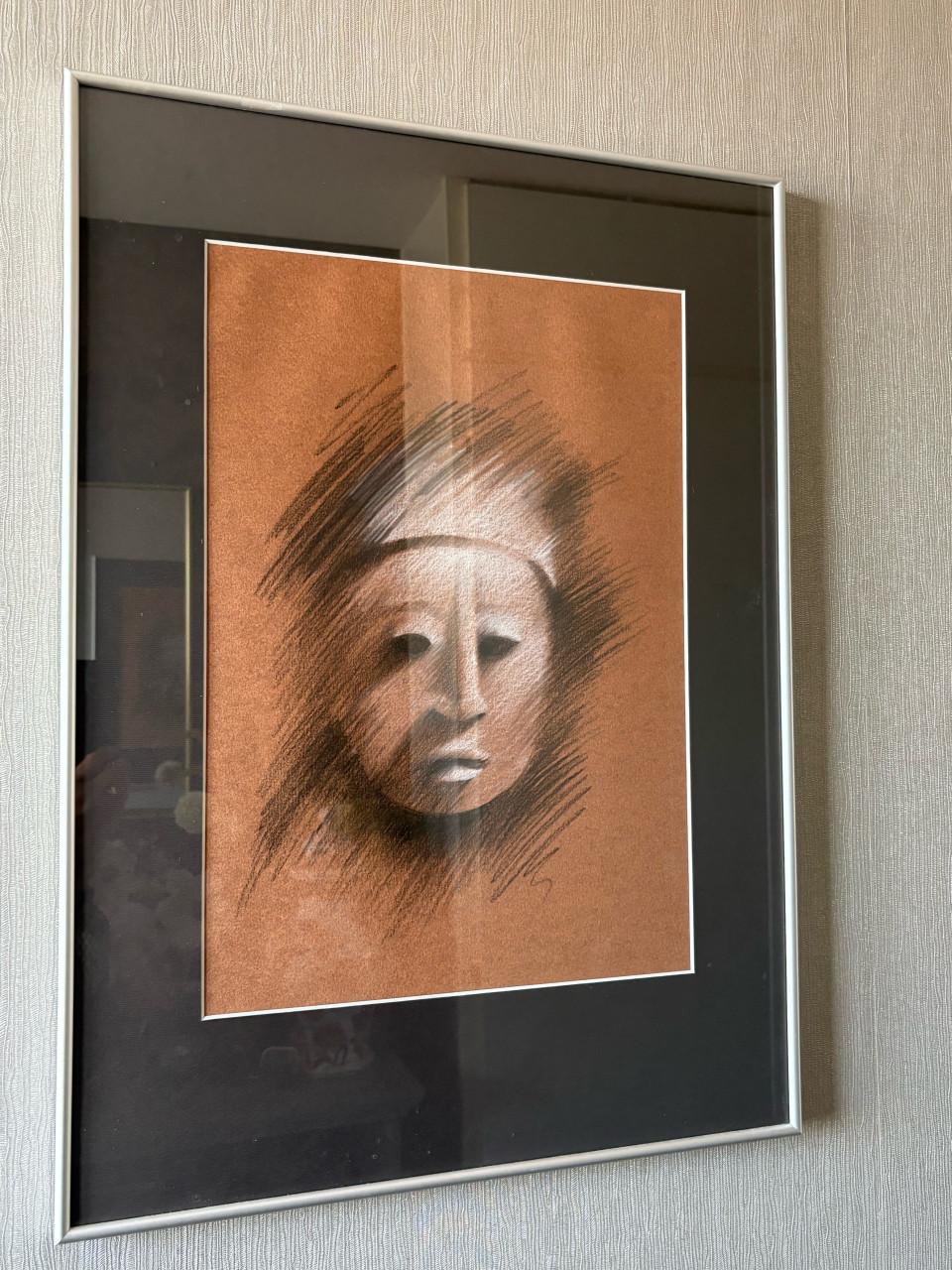 2 Houtskool prenten met personages uit de Maja-cultuur,