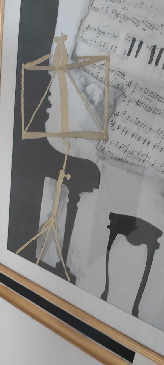 Schitterend Piano Schilderij met glasplaat!