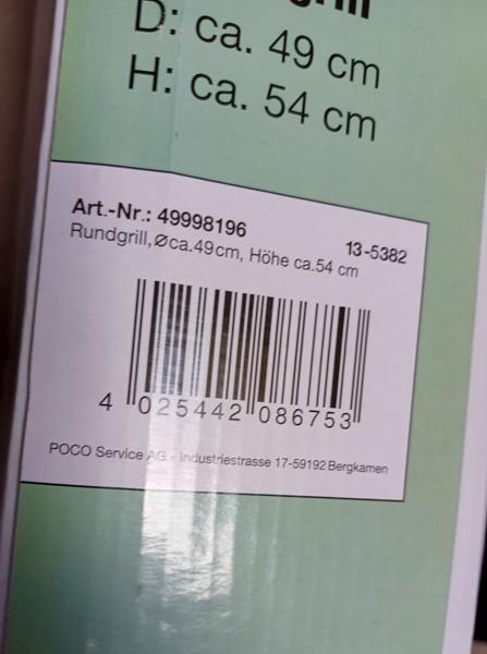 Kleine houtskool barbeque, nieuw in doos. ø 49, 1,7 kg.