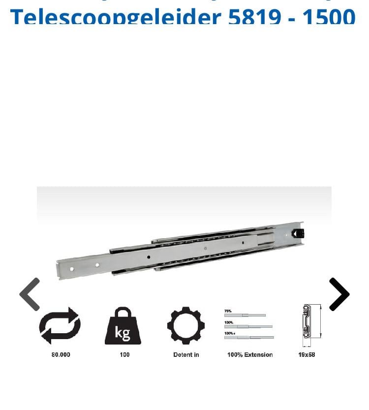 Telescoopgeleider 5819 - 1500 mm