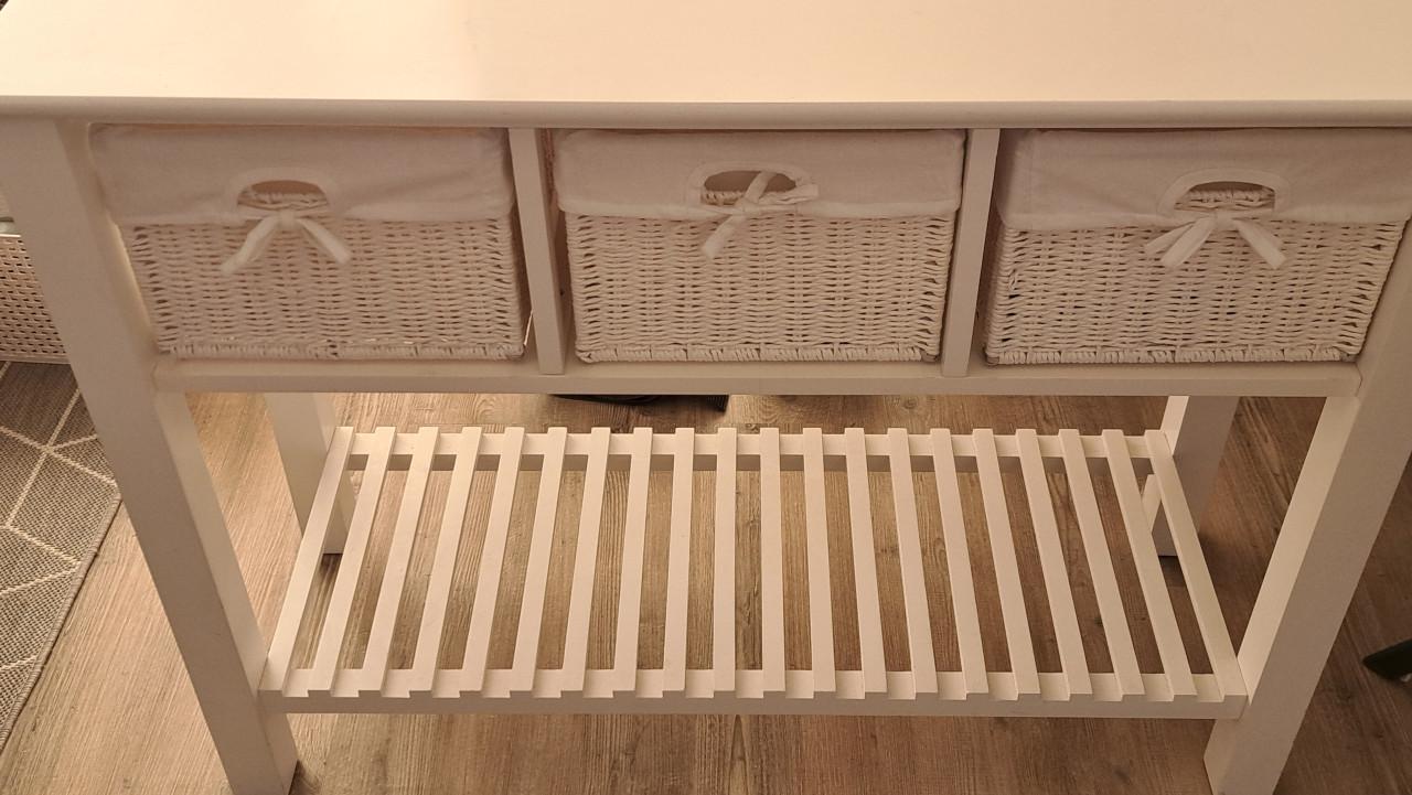 Haltafel met 3 manden en schoenenrek