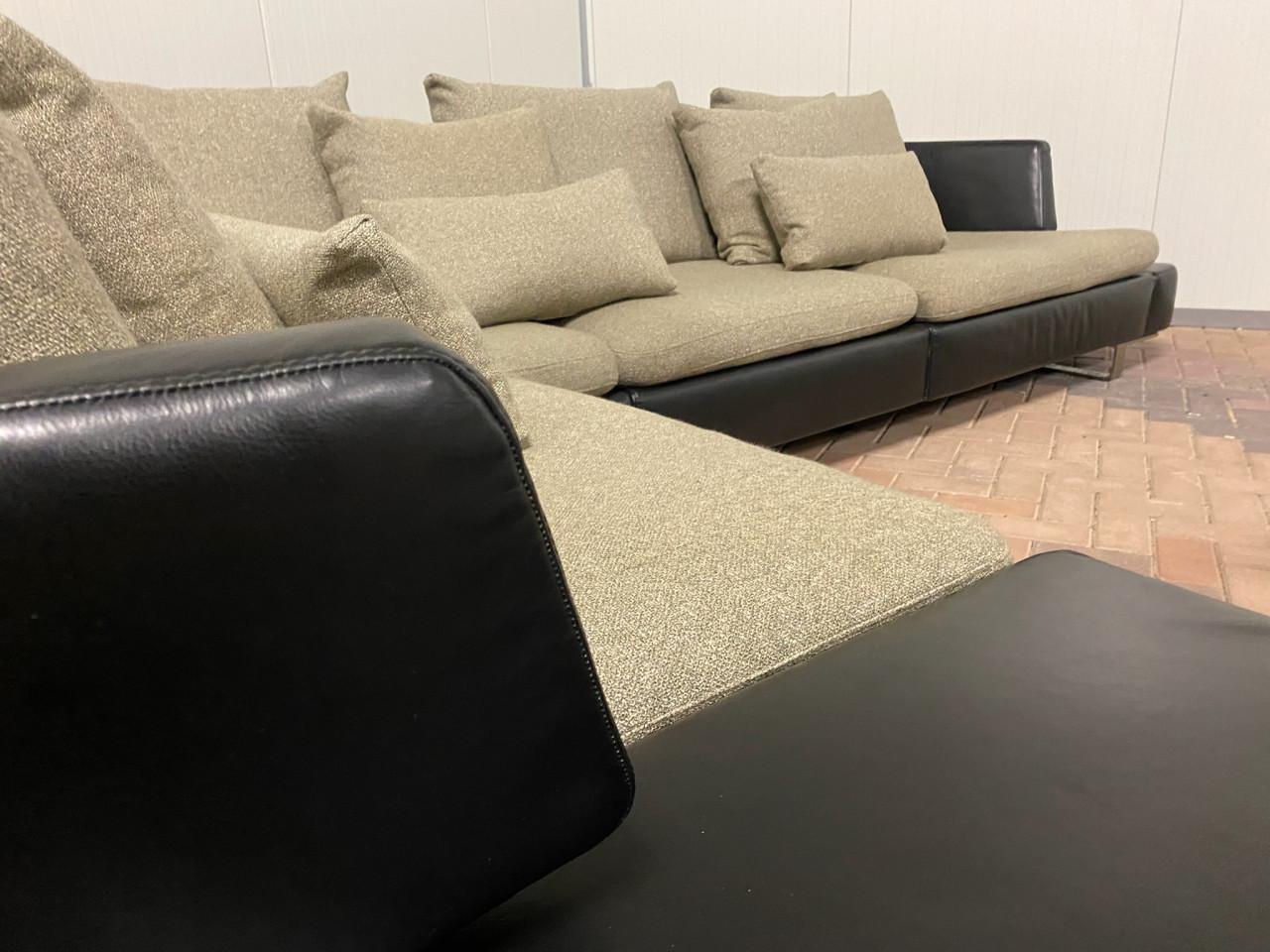 Natuzzi Opus modulaire leren hoekbank 305 cm met 10 kussens | Zwart | ZGAN