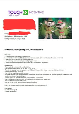 4 tickets Julianatoren geldig tm 31 juli