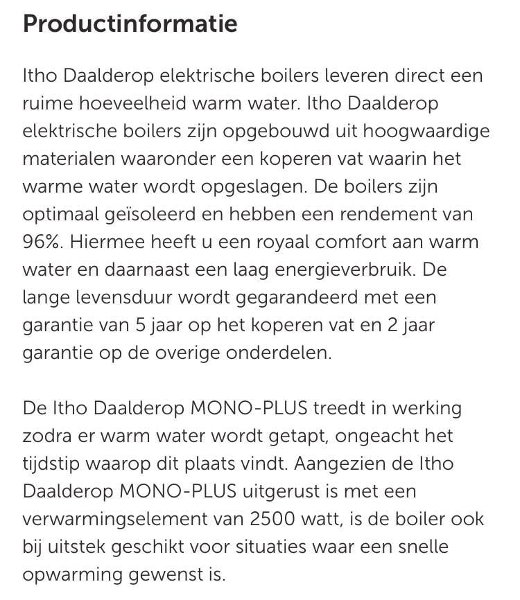 Warm water boiler 50 ltr Daalderop