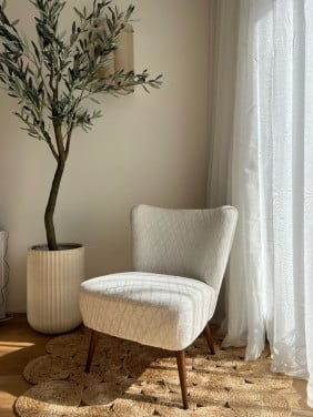 Cocktailstoel Japandi/vintage stijl | Nieuw gestoffeerd