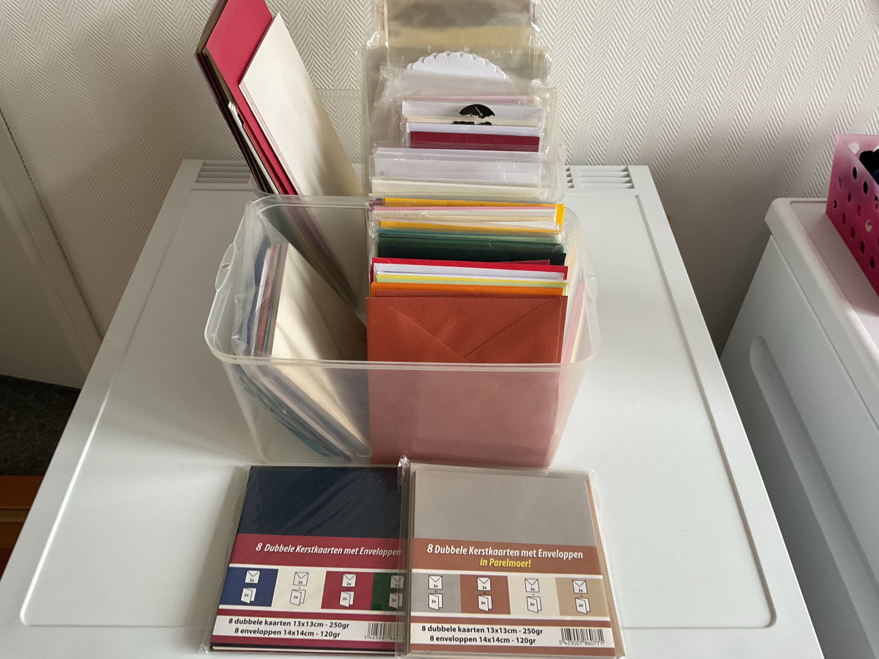 Kaarten + enveloppe + doorzichtige zakjes