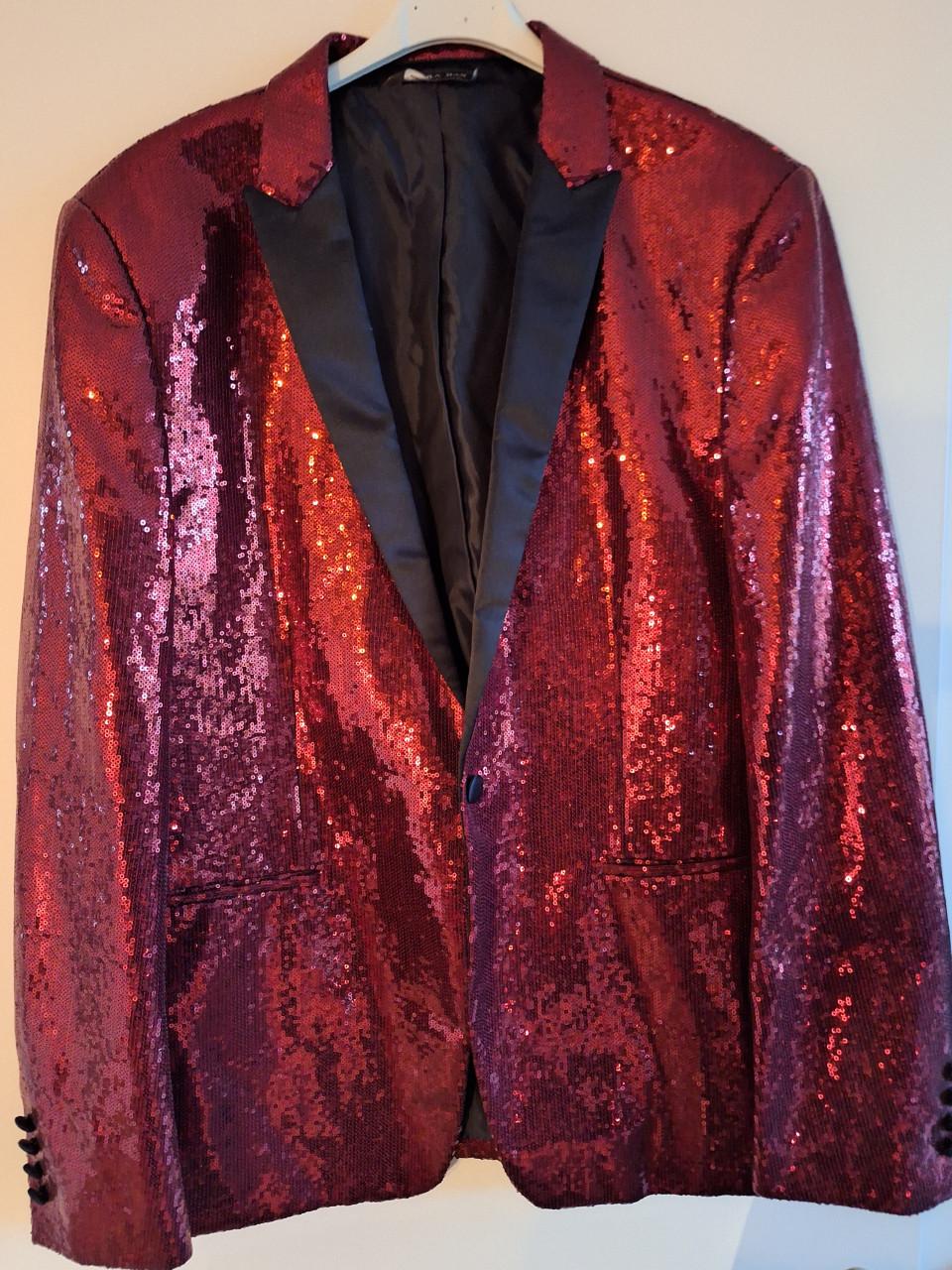 Kerst colbertje xl...glitterend rood.