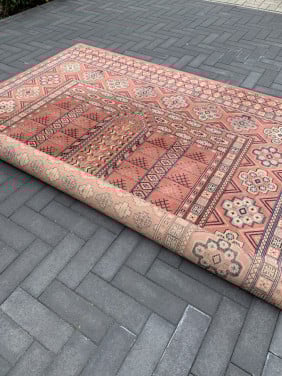 ✨Prachtig Sfeervol Roze Vintage Vloerkleed van Zuiver Scheerwol✨