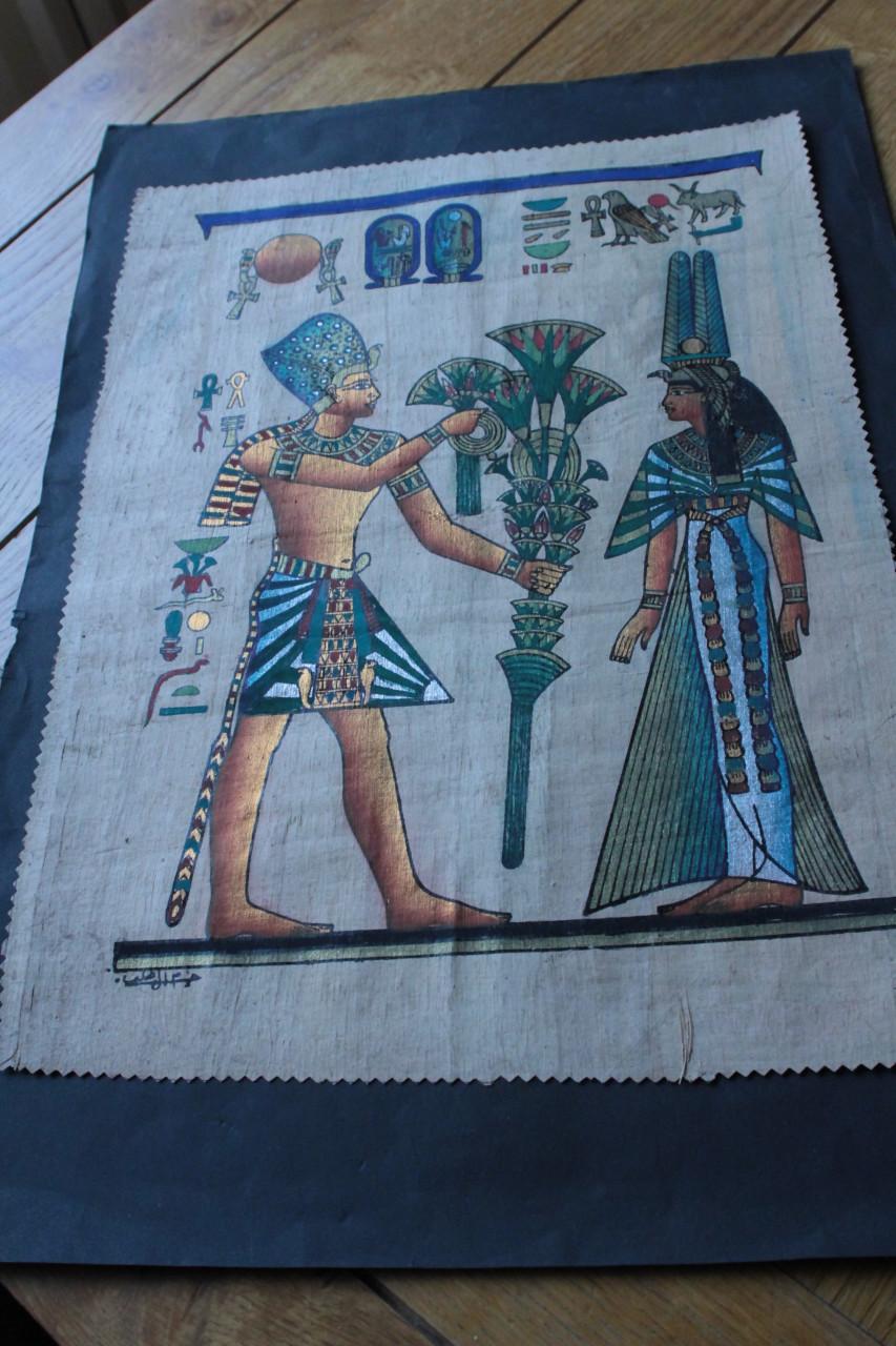 4 egyptische afbeeldingen op papyrus