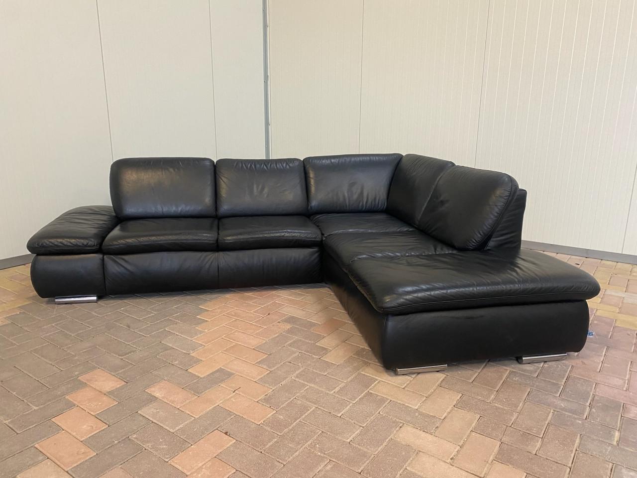 GRATIS LEVERING HEEL NL Mooie Zwarte Echt Leer Hoekbank