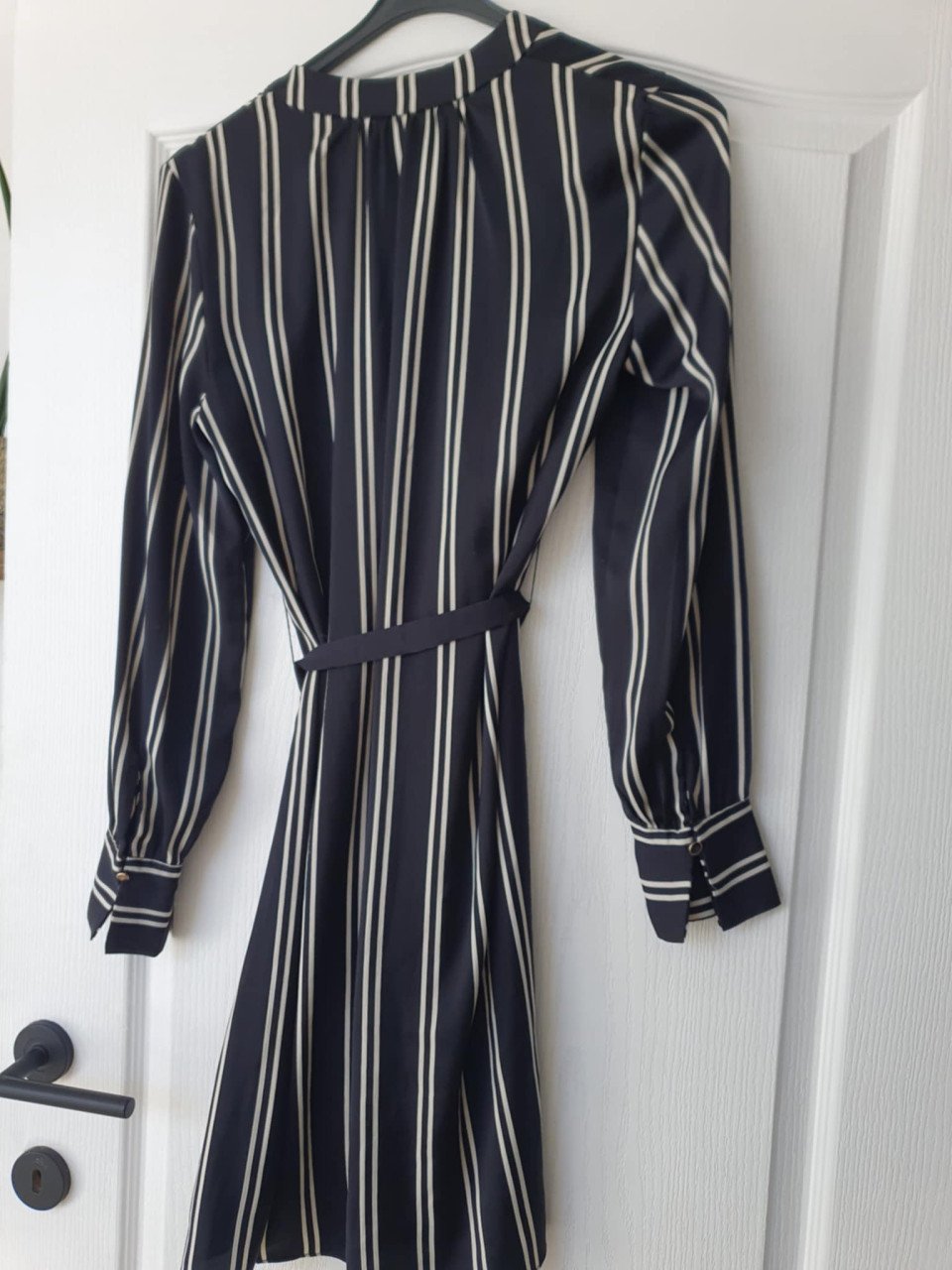 Donkerblauw met wit gestreept jurkje maat xs