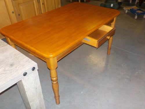 Massief blank eiken eettafel met lade 140 x 85 cm in zeer goede staat