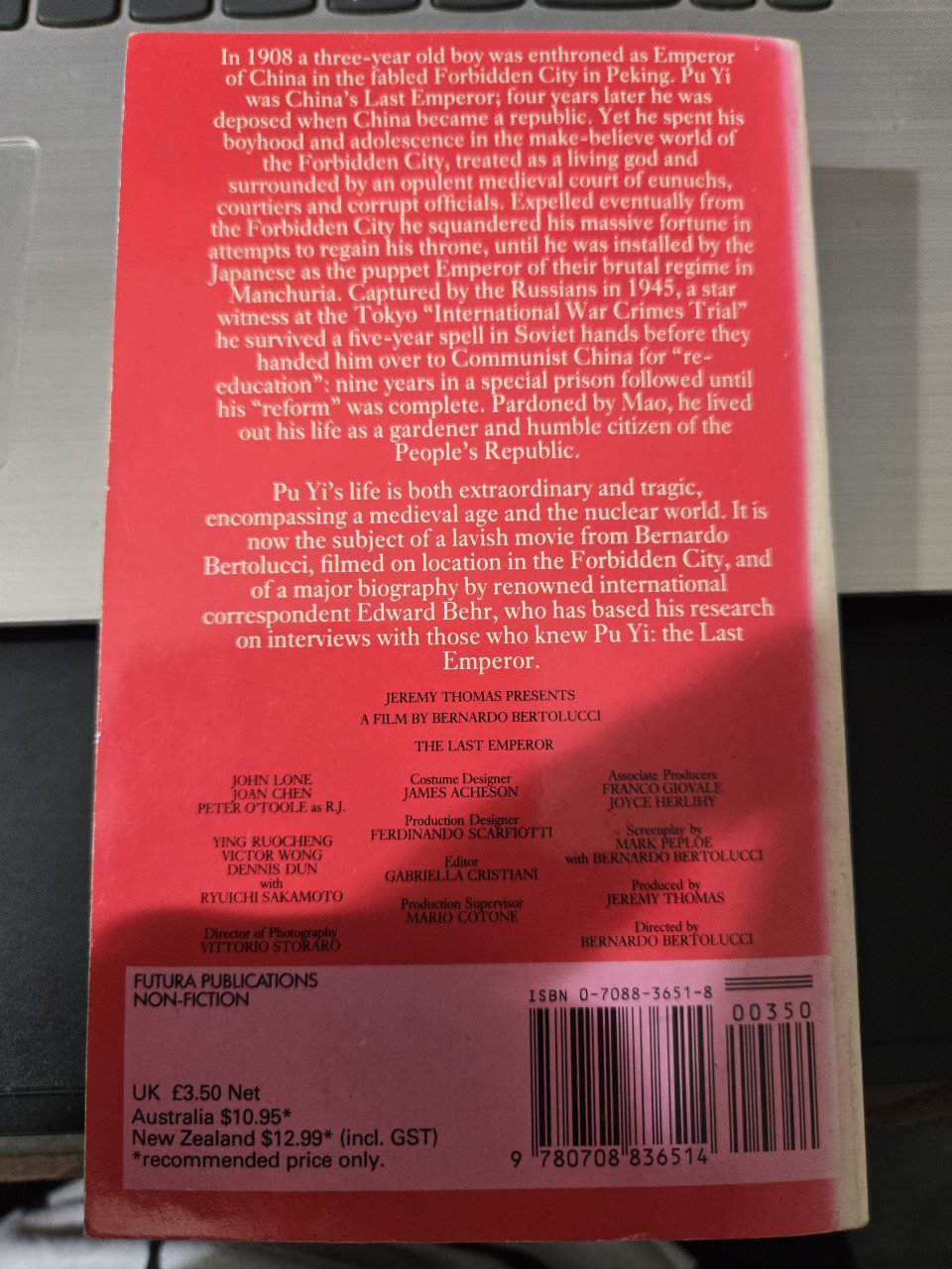 Boek: The Last Emperor, engelse versie 1987