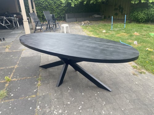 Mangohouten Eettafel Ovaal Oscar 240x110 cm Zwart (5cm)