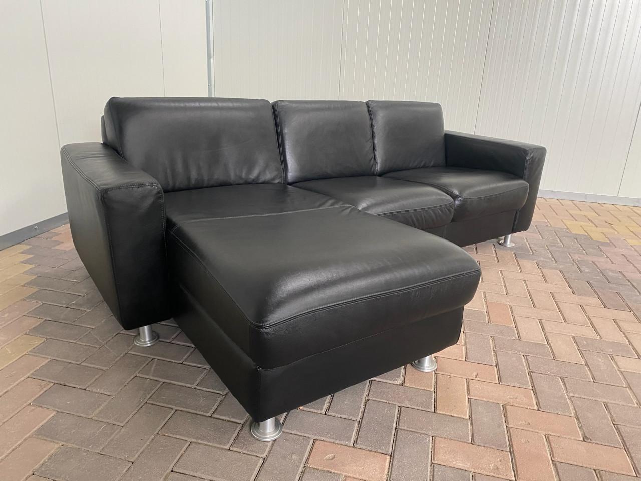 GRATIS LEVERING HEEL NL Mooie Zwarte Echt Leer Hoekbank