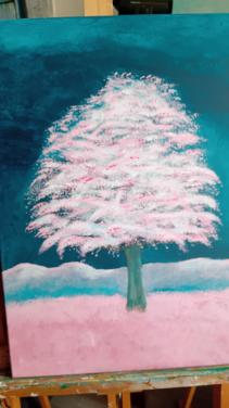 Schilderij  met boom