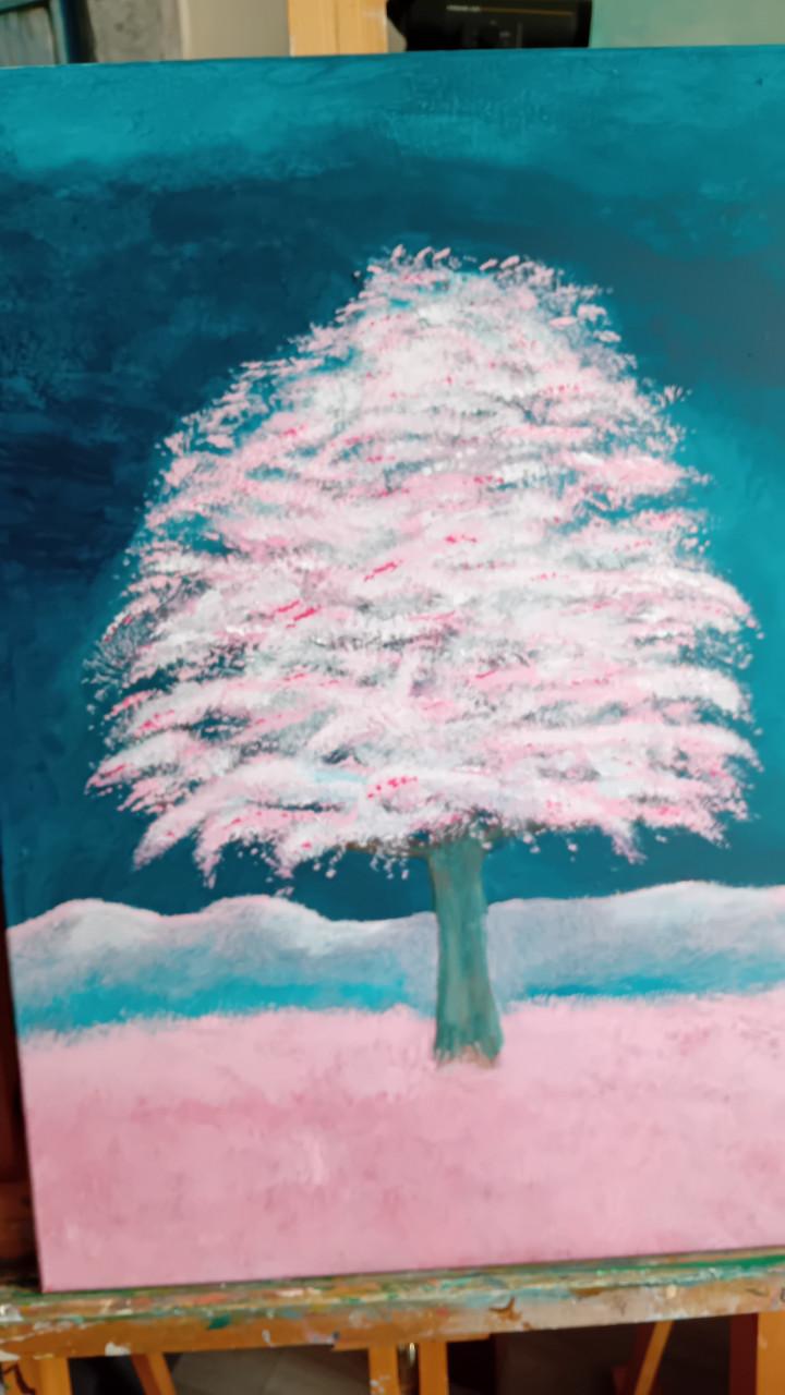 Schilderij  met boom