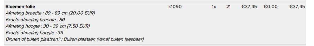 Bloemen folie 80 cm breed (aanpasbaar), 35 cm hoog.