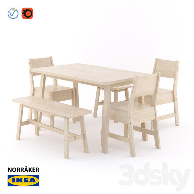 2 Norraker Ikea eetkamer stoelen witgebeitst berken
