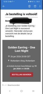 26 januari 6 staanplaatsen golden earing one last Night kaarten