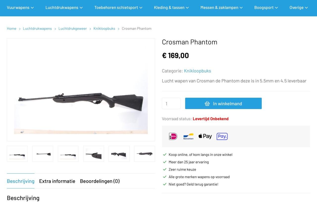 Luchtbuks met toebehoren