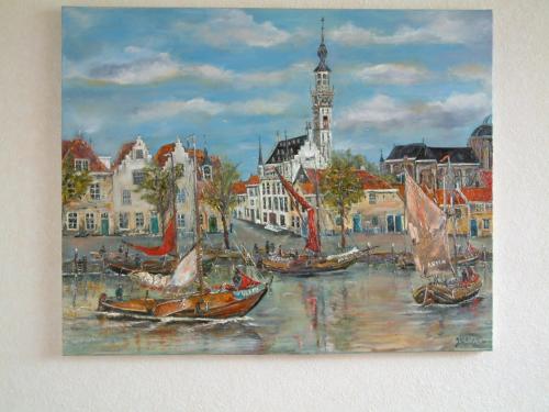 Veere  100x 80 cm  schilderijen Jac Caljouw  Arnemuiden