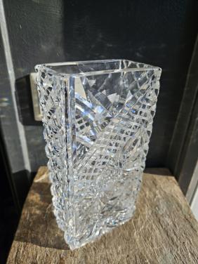 Prachtige kristallen bohemia crystal vaas met diamant motief