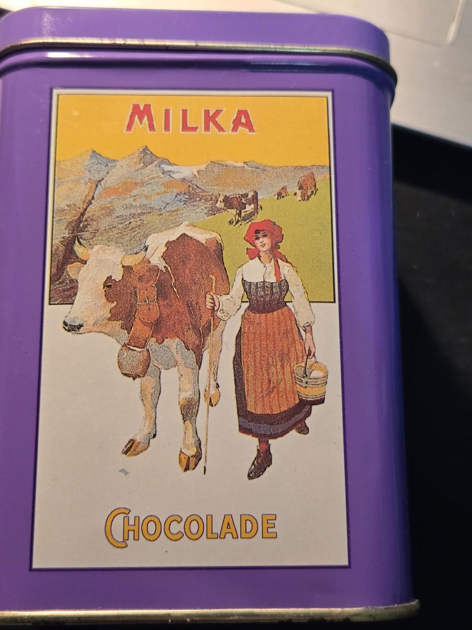Vintage Milka Naps tinnen blik uit de Letzte neuheit serie,