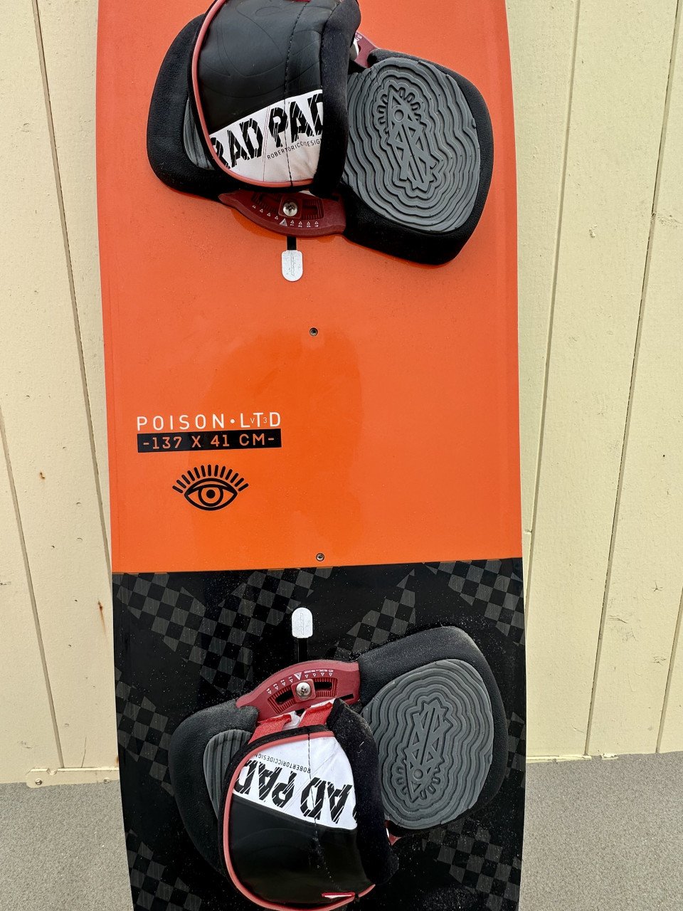 Kiteboard RRD 137x41, inclusief bijbehorende voetbinding