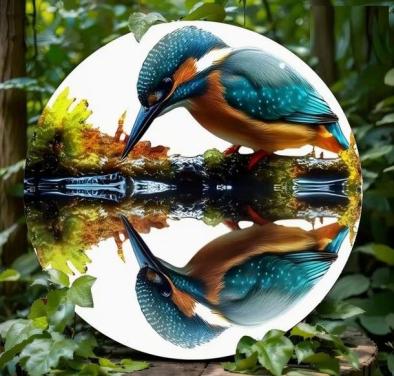 Spiegelreflectie ijsvogel ( metaal )