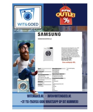 SAMSUNG  8KG WASAUTOMAAT MET ECOBUBBLE TECHNOLOGIE! (OUTLET/nieuw)