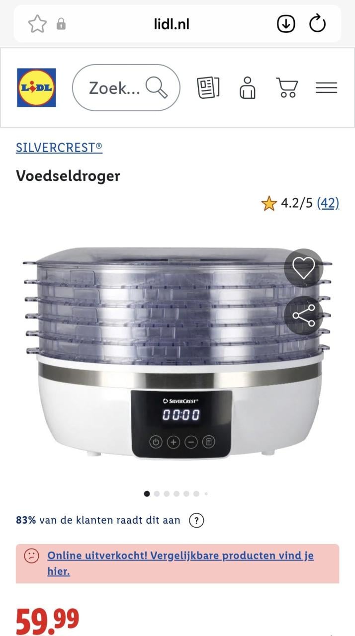 Silvercrest voedseldroger nieuw