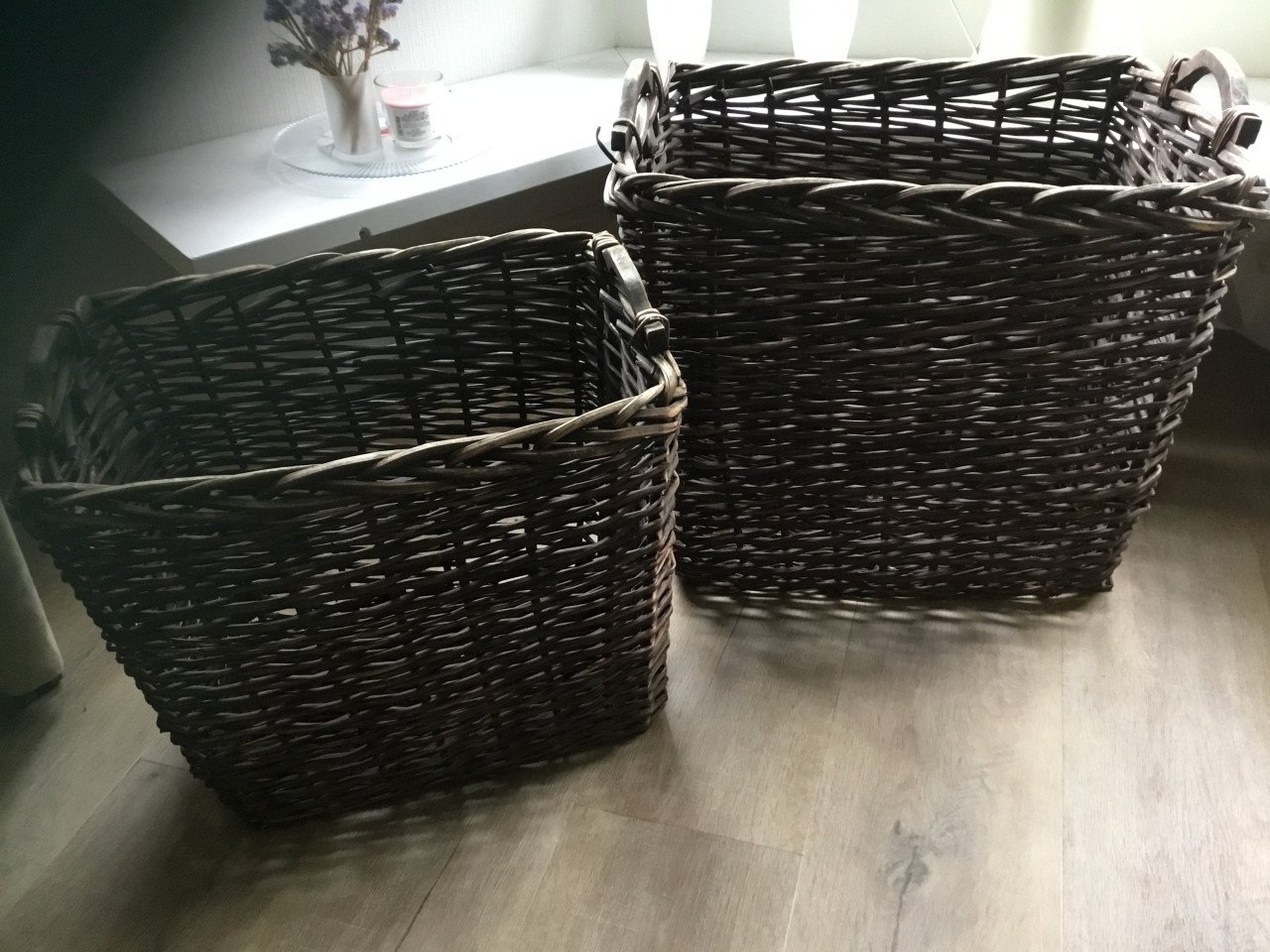 2x Rieten mand groot H53xL63xB47 cm