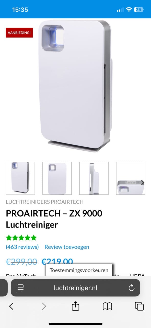 Luchtreiniger proairtech zx9000