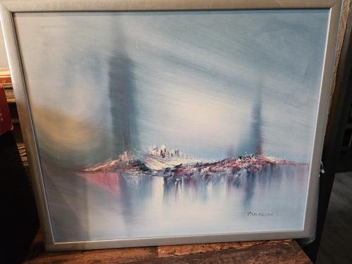 Abstract Schilderij Gesigneerd Pat Larsen, mooie effecten
