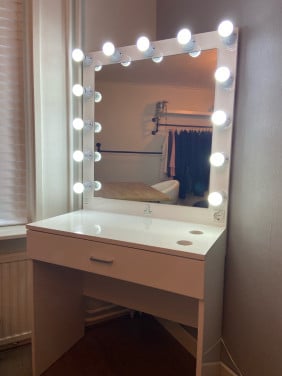 Kaptafel wit met lampjes voor kind/tiener
