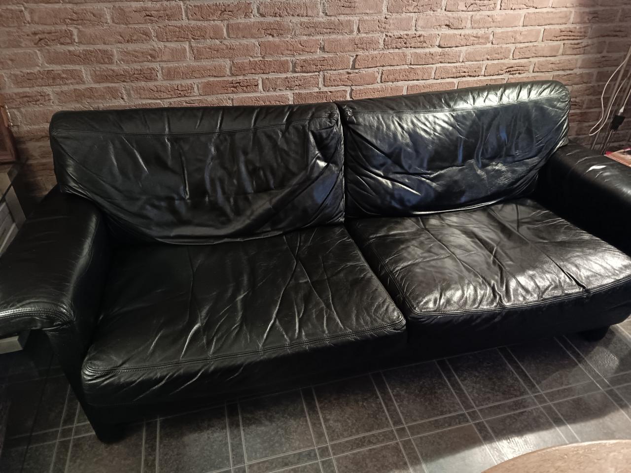 2,5 zitbank zwart leer