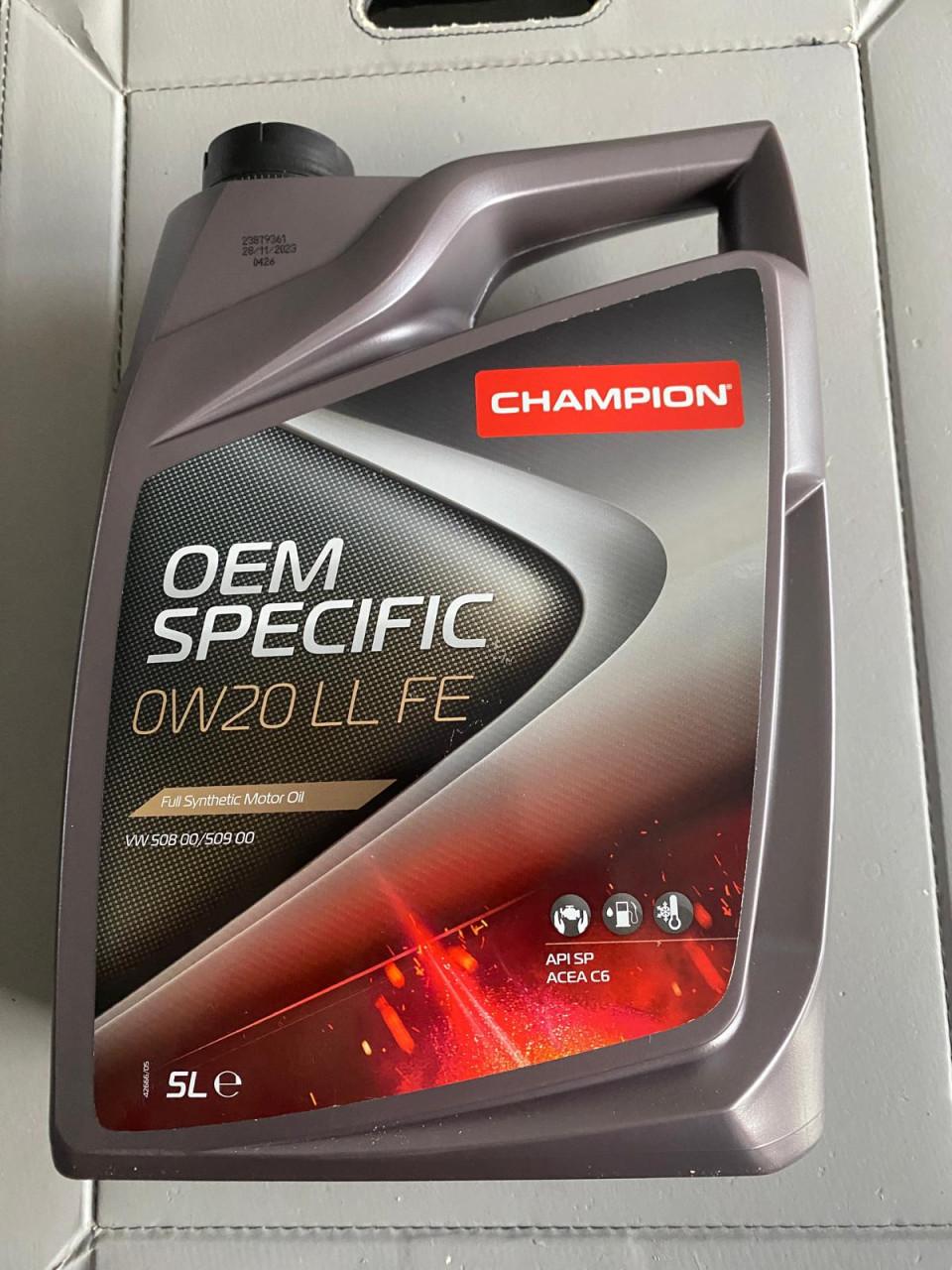 Champion OW20 LL FE motorolie voor Audi en VW, Seat, Skoda, enz.