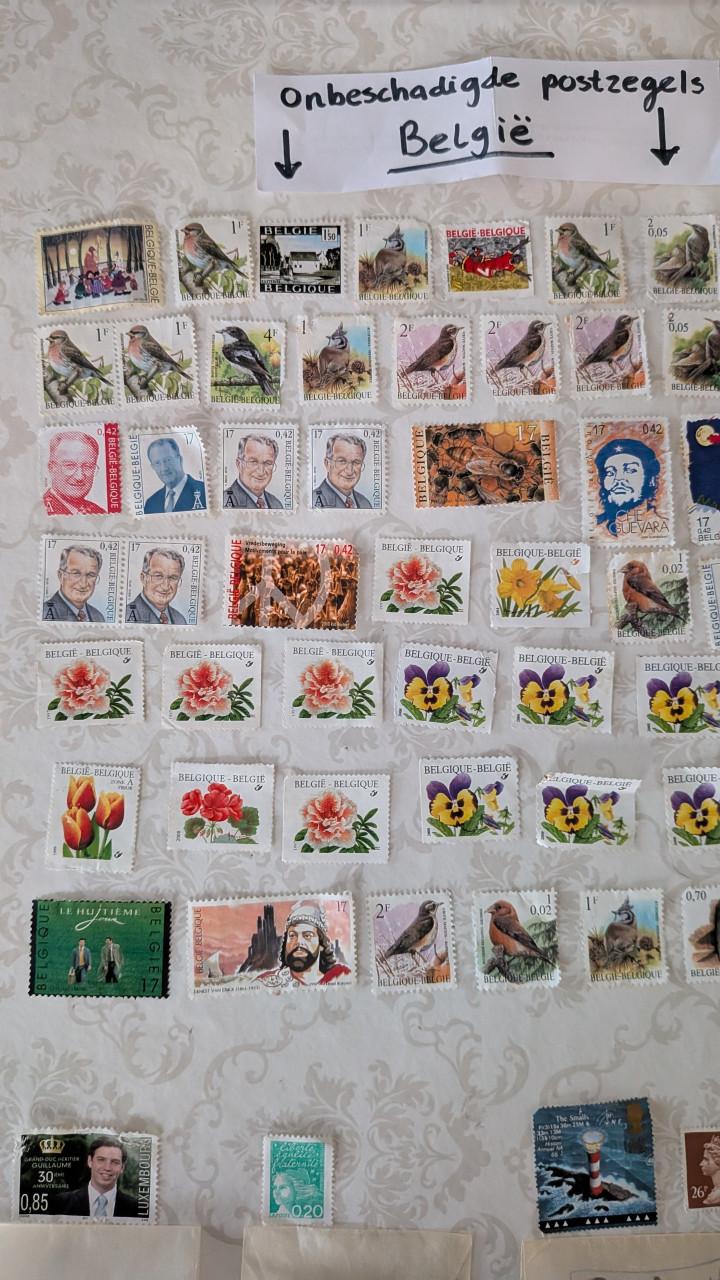 Partij postzegels België (vogels/bloemen), Luxemburg, FR, DE, UK In 1 koop